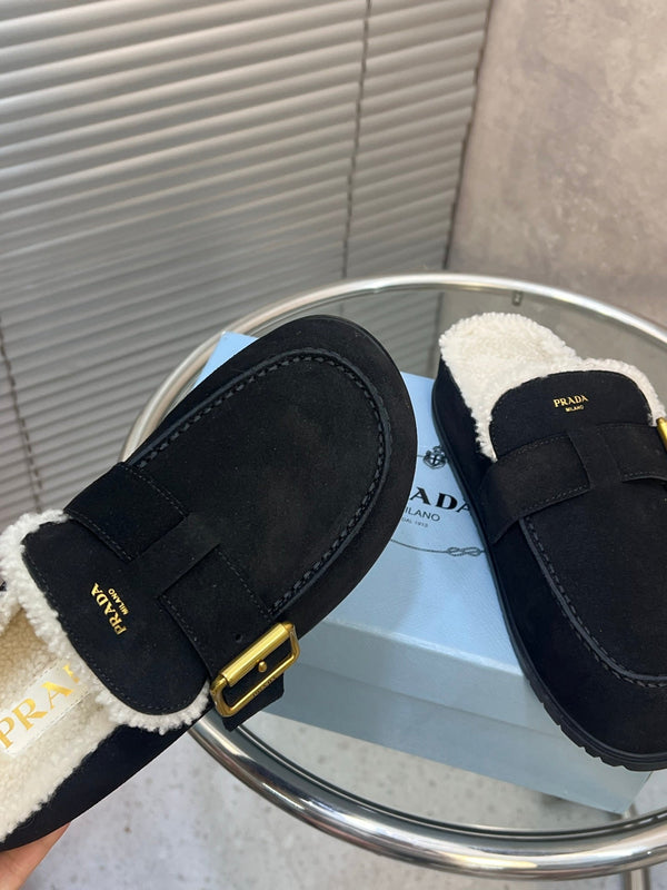 Prad 26s Mules Black Suede Shearing 952903