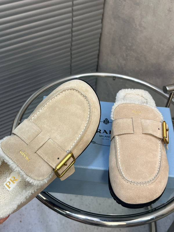 Prad 26s Mules Desert Beige Suede Shearing 952904
