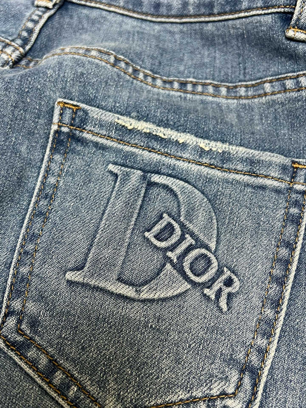 CD 2025 Belt Straight Slightly Stretch Jeans Denim Blue Cotton 109045