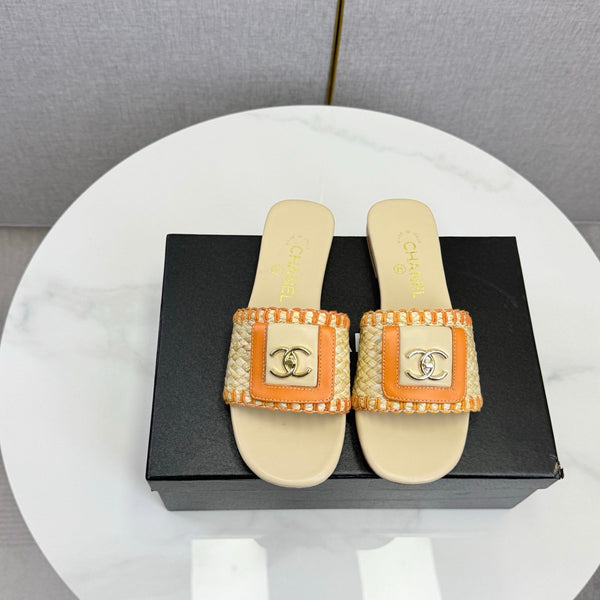 CC 26s Slipper Beige Orange Sheepskin Tweed 620277
