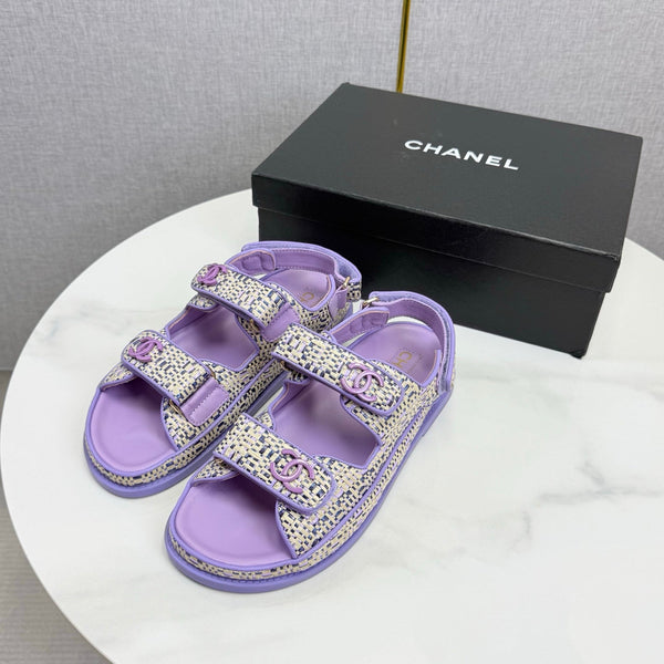 CC Dad Sandal Purple Cream Tweed Sheepskin 620119