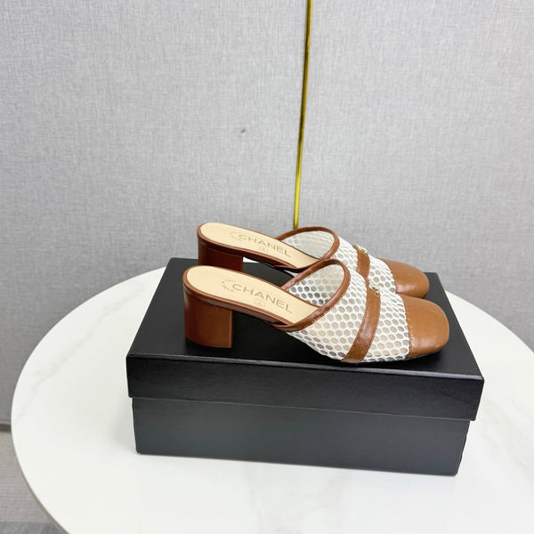 CC 26s Sandal 4.5cm Brown Beige Mesh Sheepskin 639826