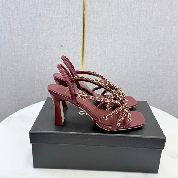 CC 26s Chain Strap High Heels 6.5cm Dark Red Lambskin