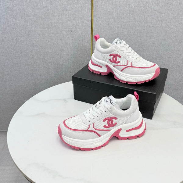 CC 26s Casual Sneakers White Hot Pink Mesh Suede 865838