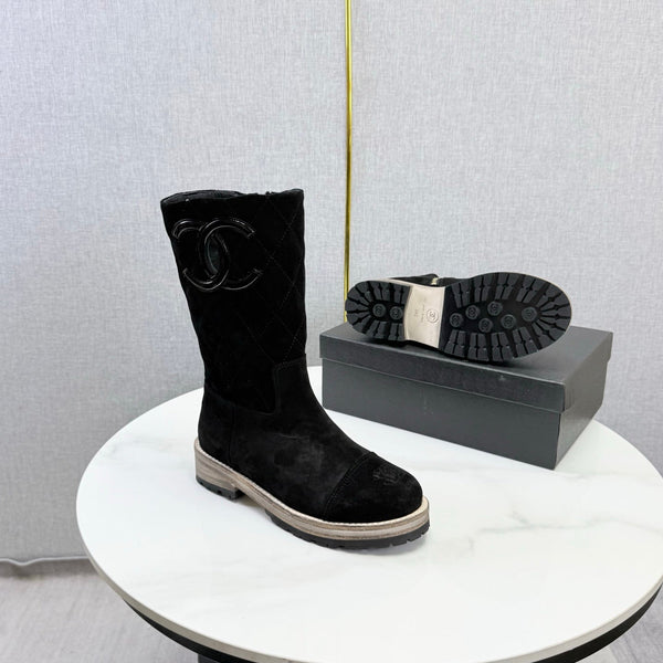 CC 26s Mid-Calf Boots Black Quited Suede 972657