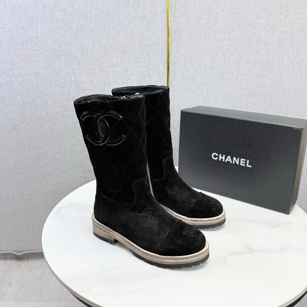 CC 26s Mid-Calf Boots Black Quited Suede 972657