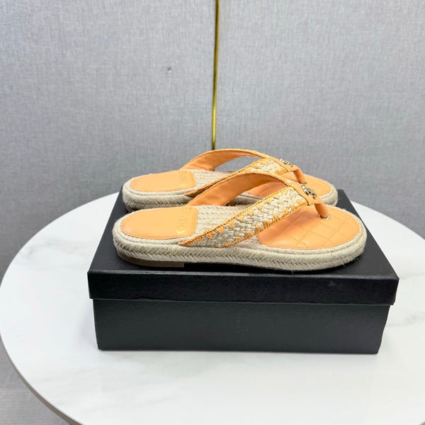 CC 26s Flip Flops Quilted Espadrille Orange Leather 972713
