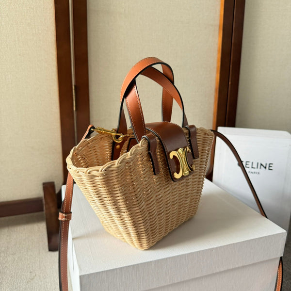 TEEN COUFFIN 32 IN BEIGE WINKER AND BROWN CALFSKIN TRIM