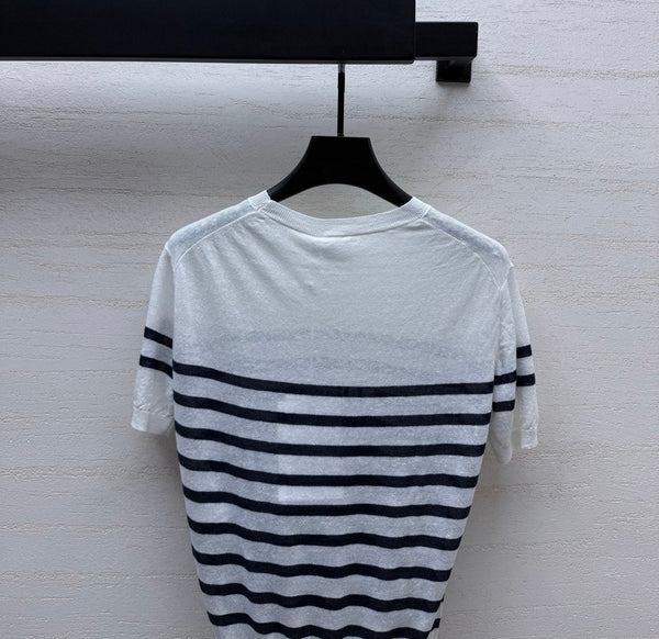CD 26s Dioriviera Short-Sleeved Sweater Linen Cashmere 398082