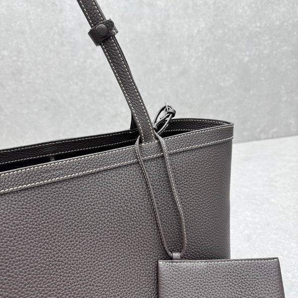 The Row 2025 Park Tote Stitch Bag Dark Brown 30cm Leather