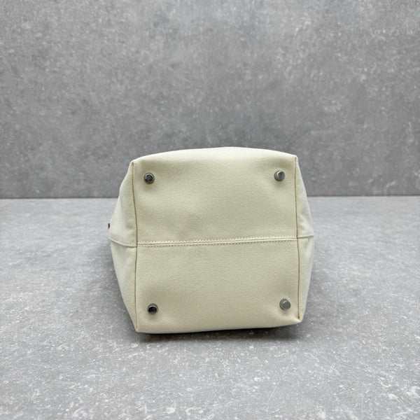 The Row 2025 N/S Park Tote Bag 30cm White Leather Canvas