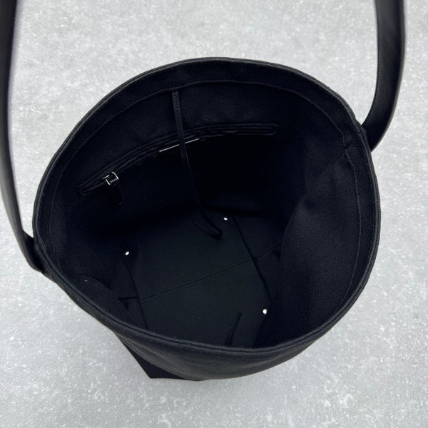 The Row 2025 N/S Park Tote Bag 30cm Black Leather Canvas