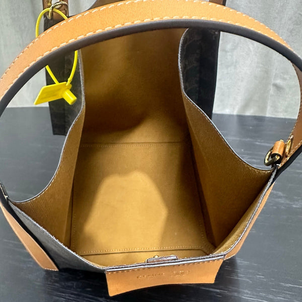 Celine Small Cube Bag Light Brown Triomphe Canvas Calfskin