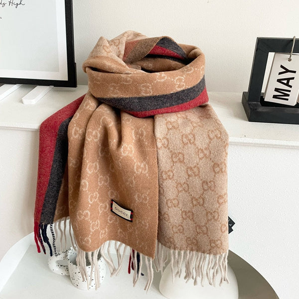 SCARF 200 CM IN PEANUT BROWN MONOGRAM CASHMERE 399766