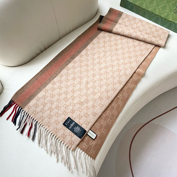 SCARF 200 CM IN PEANUT BROWN MONOGRAM CASHMERE 399766
