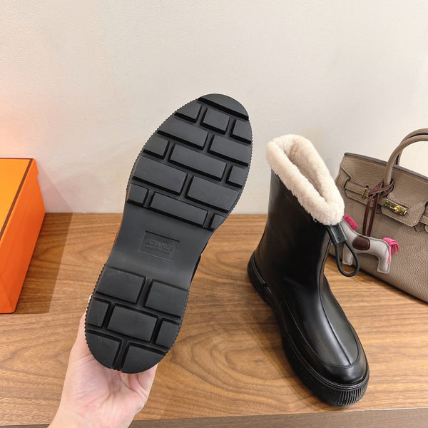 HM 26S Journey Botines 4cm Black Leather Shearling 110582