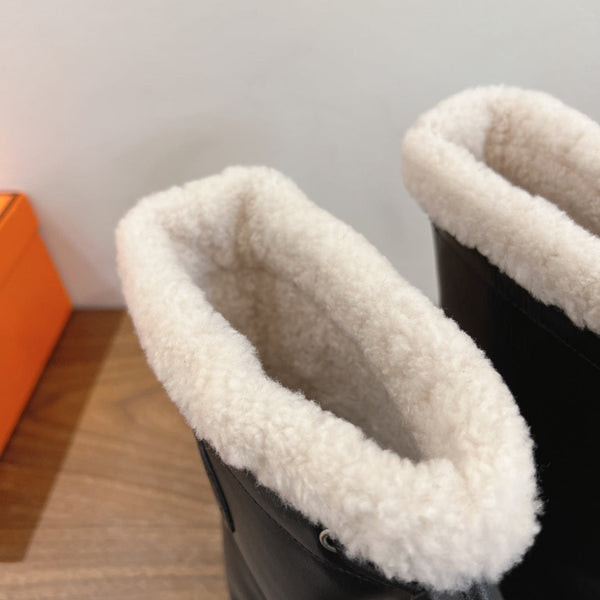 HM 26S Journey Botines 4cm Black Leather Shearling 110582