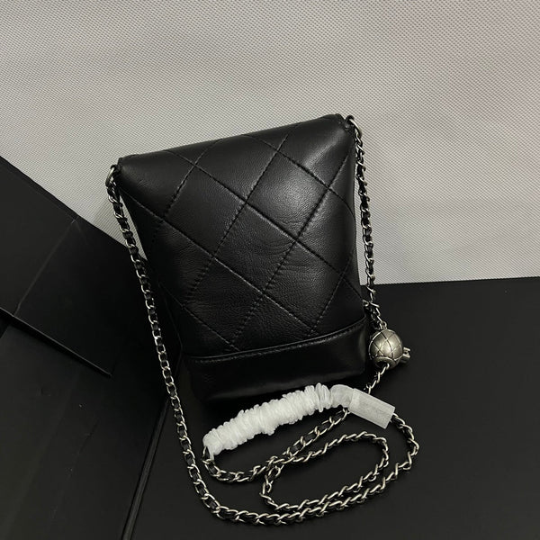 CC Phone Holder Bag 17cm Black Lambskin