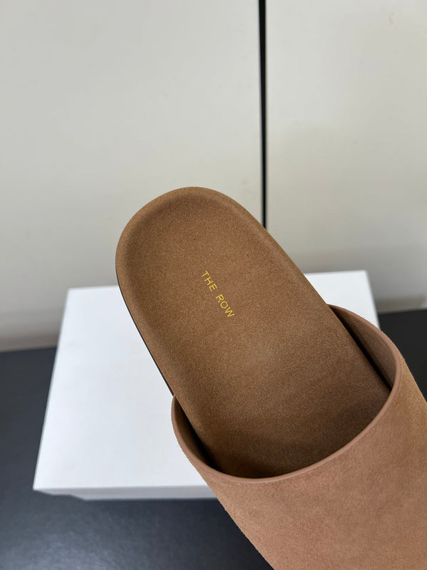 The Row Slippers In Light Brown Suede 340024