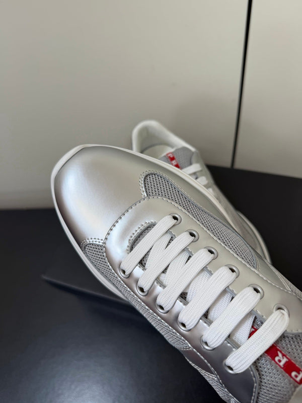 Prada America's Cup Sneaker Sliver Metalic Leather 618917