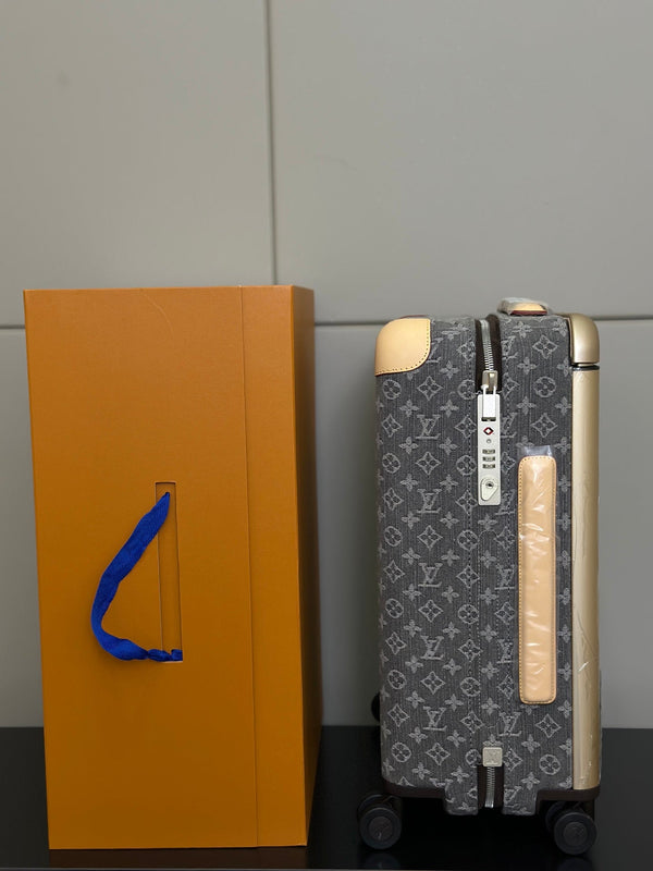 LV 2025 Horizon 55 Monogram Suitcase Cloudy Gray Denim Fabric 273842