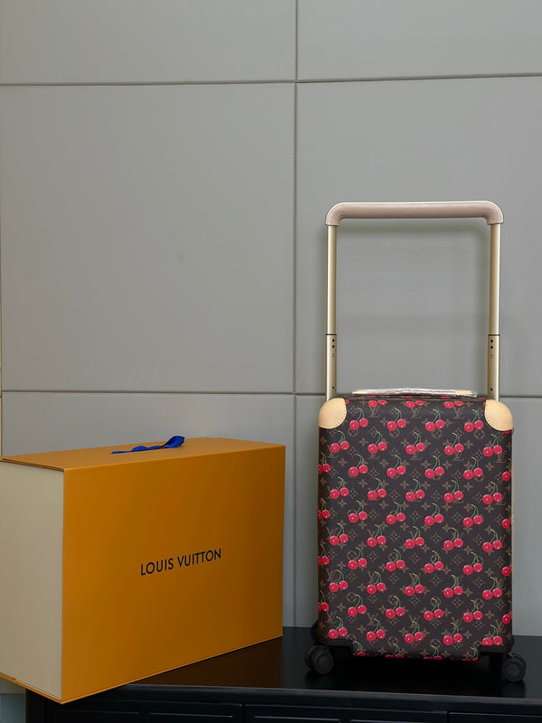 LV 2025 Horizon 55 Cherry Suitcase Brown Red Canvas Cowhide 273839