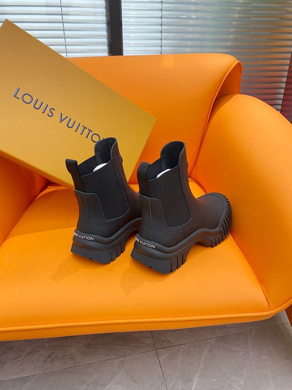 LV Ruby Flat Ankle Boot Black Silk Calfskin