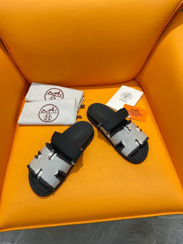 chypre sandal white black canvas black calfskin