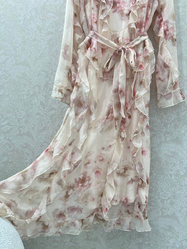 Zimmermann Hypnotic Frill Maxi Dress Cream Peony Cotton 336579