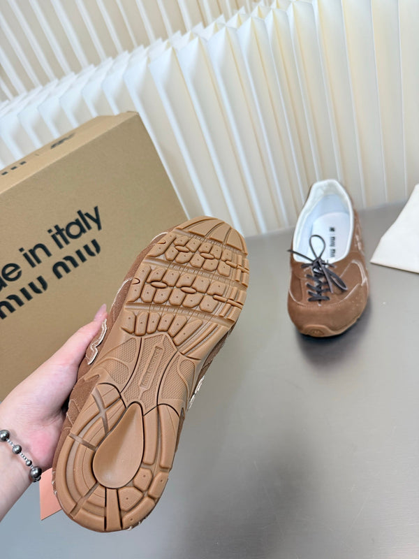 Miu Miu 2026 Balance Low-Cut Ballet Flats Suede Cowhide 989345