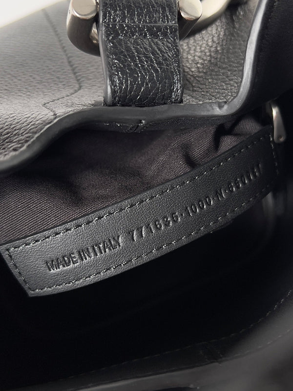 SILVER LOCKER SHOULDER BAG 24 IN BLACK CALFSKIN