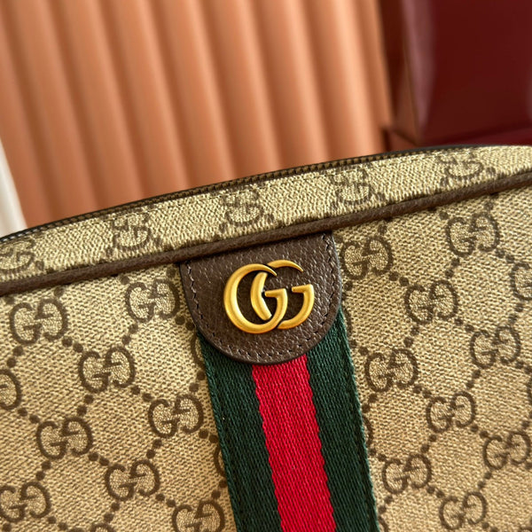 GG 26s Ophidia Crossbody Bag 24 In Brown And Dark Beige Canvas