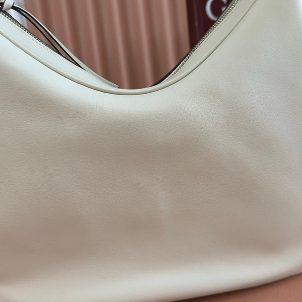 GG 2025 Attache Shoulder Bag 35cm White Calfskin Canvas 273671