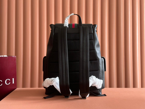 GG 26s Ophidia Large Backpack 46 In Black Calfskin