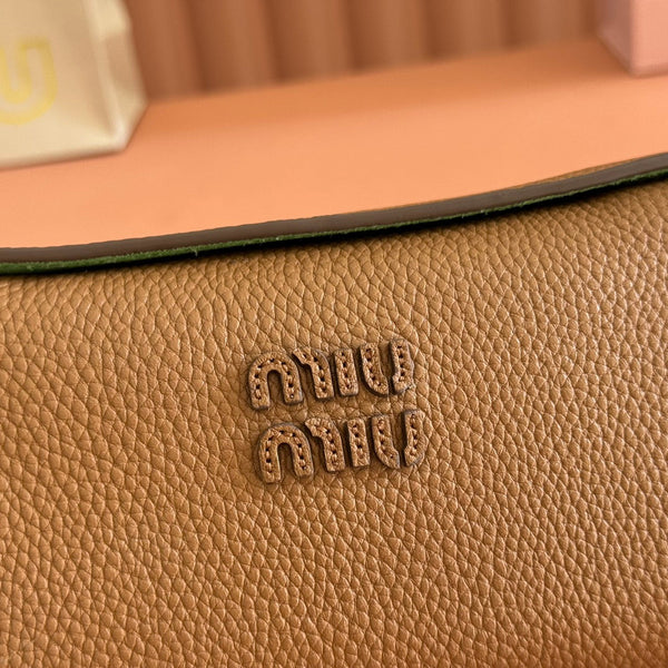 Miu Japan Pop-up Crossbody Bag 18cm Brown Cowhide