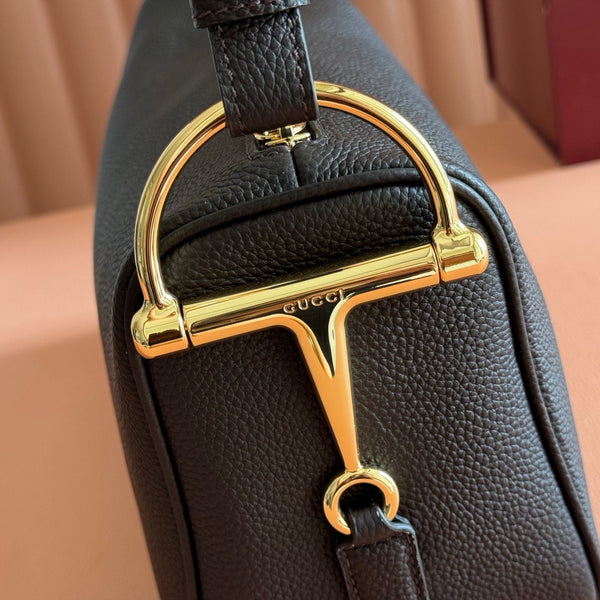 GG Half Horsebit Bag 31.5cm Black Grain Leather