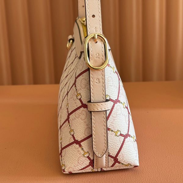 GG Emblem Small Shoulder Bag 22cm Red Pink GG Fabric