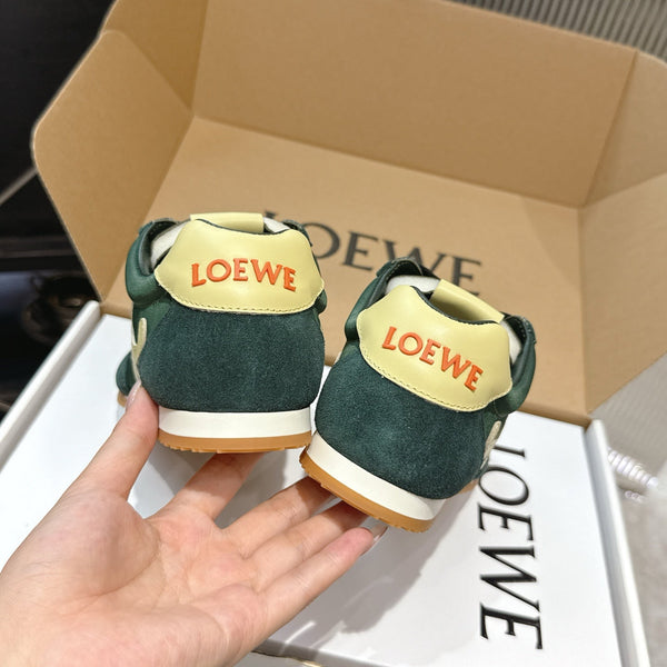 LOEW 26s Ballet Runner 2.0 Teal Green Yellow Suede Sheepskin 683936