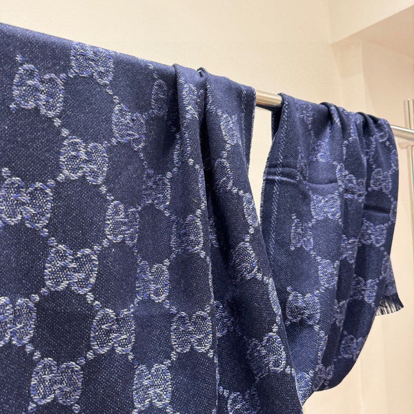 SCARF 195 CM IN NAVY BLUE WOOL 399808