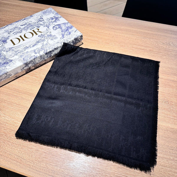 SQUARE SCARF 140 CM IN AEGEAN BLACK WOOL AND SILK 415449