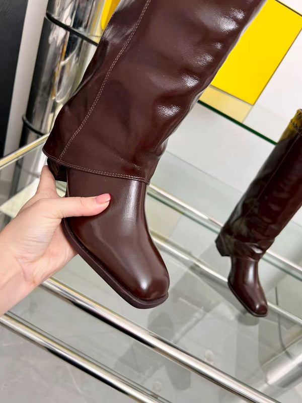 FENDI High boots burgundy calfskin 521233