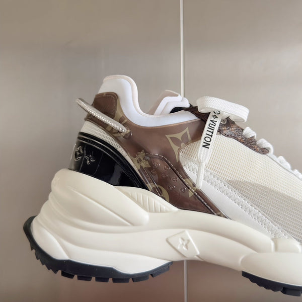 LV Run 55 Sneaker 55mm White Mix Brown Black Monogram Polyester Mesh Fabric
