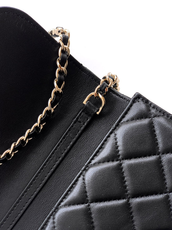 CC Mini Flap Bag 17.5 With Handle Black Lambskin