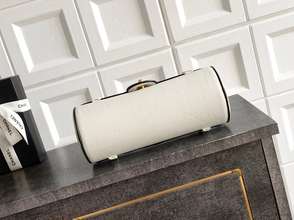 CC Preppy Coco Bowling Bag 30cm White Caviar Leather