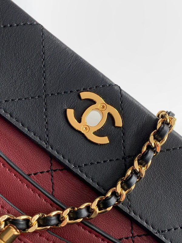 CC 26s Boho Mini Top Closure Bag Black Lambskin
