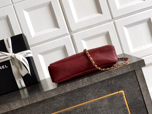 CC 26s Boho Mini Top Closure Bag Burgundy Lambskin