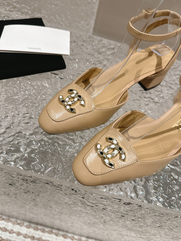 slingbacks 60 beige lambskin cc logo