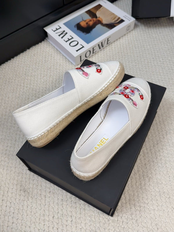 CC Loafer In White Canvas With Colorful Logo