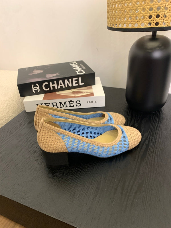 cc 25 ballet flat 50mm beige sky blue raffia 288819