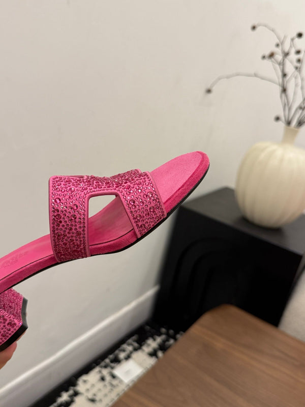 HM 26s Oasis Sandal Pink Suede With Crystals